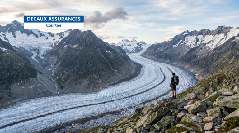 Glacier d'Aletsch serpentant dans les Alpes valaisannes, Suisse