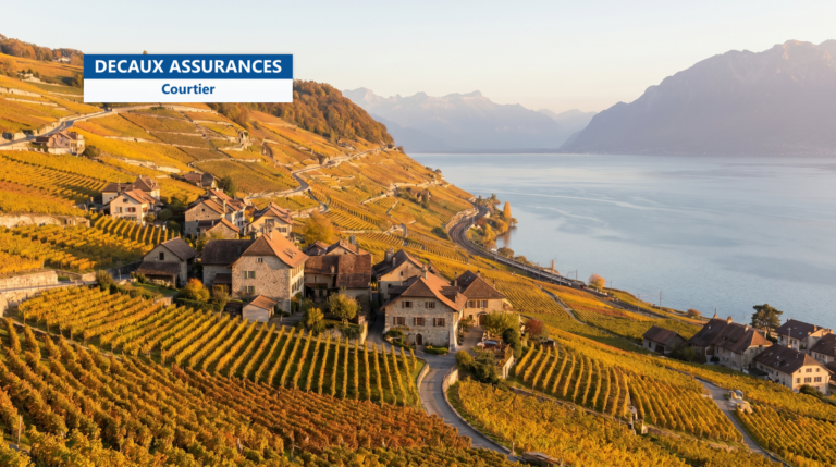 Vignobles en terrasses de Lavaux au-dessus du lac Léman, Suisse — patrimoine mondial UNESCO