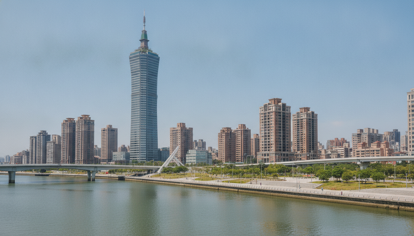 Front de mer et gratte-ciel de Kaohsiung, Taïwan