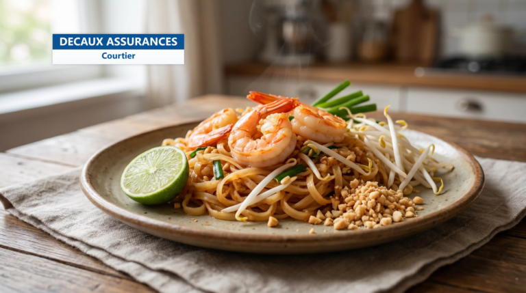 Pad thaï aux crevettes, citron vert et cacahuètes — cuisine de rue thaïlandaise
