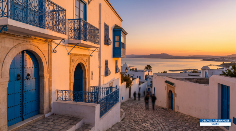 Village bleu et blanc de Sidi Bou Saïd surplombant le golfe de Tunis