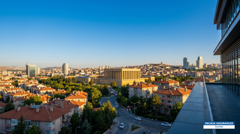 Vue d'Ankara, capitale de la Turquie, avec le mausolée Anitkabir et les collines — ville de l'ambassade de France