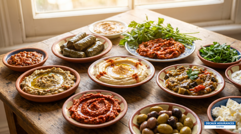 Assortiment de mezze turcs colorés servis en entrée