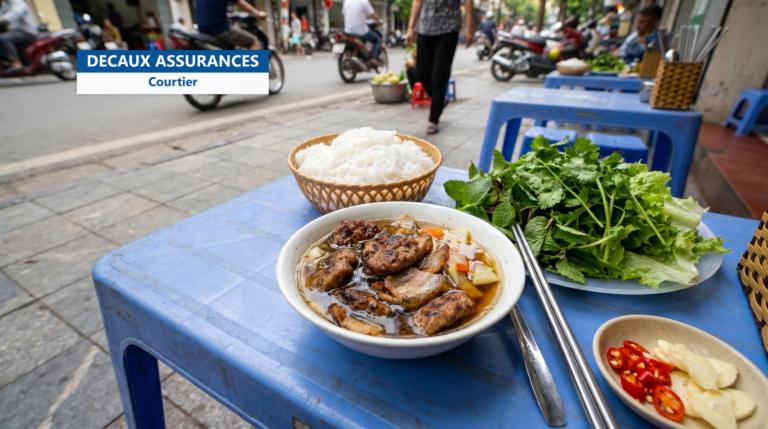 Bun cha de Hanoï, porc grillé et vermicelles de riz