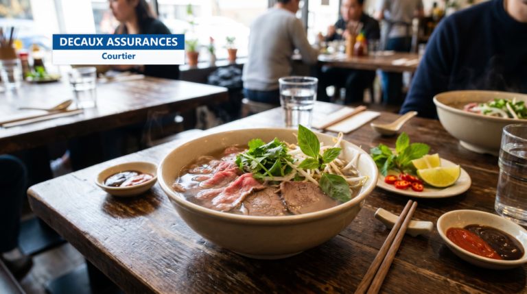Bol de pho vietnamien, bouillon de bœuf aux herbes fraîches