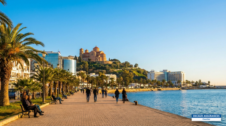 Front de mer et basilique Saint-Augustin à Annaba, nord-est de l'Algérie