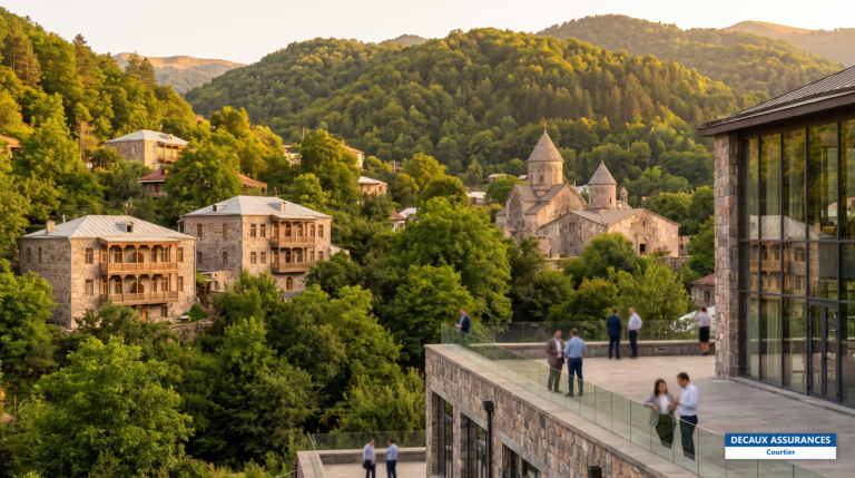 Ville verte de Dilijan, Arménie — collines boisées et maisons à balcons de bois