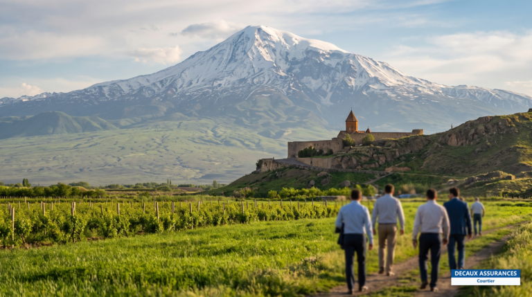 Monastère de Khor Virap face au mont Ararat enneigé, Arménie