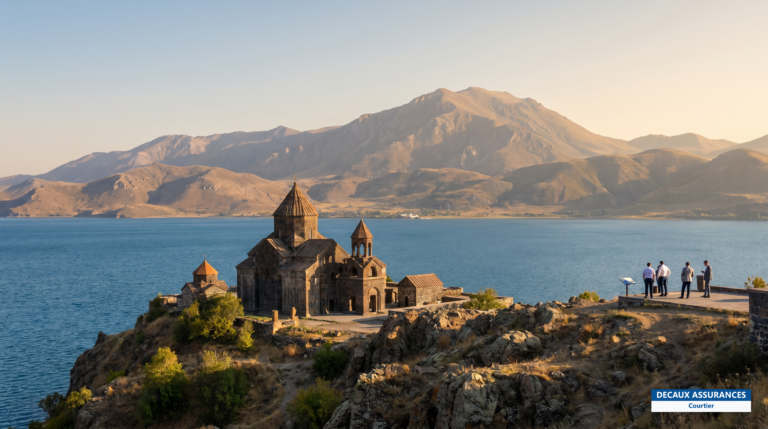 Lac Sevan et monastère de Sevanavank, Arménie — lac d'altitude bleu profond