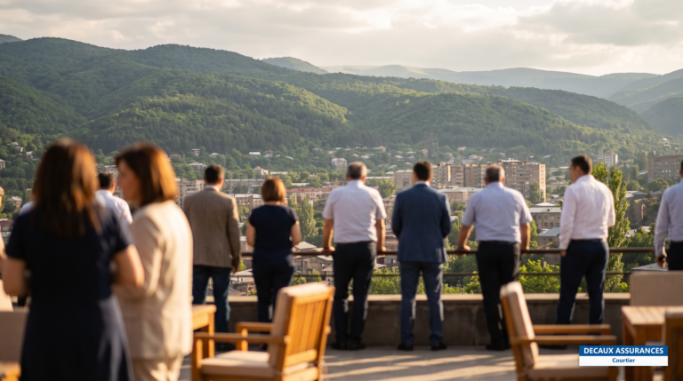 Ville de Vanadzor dans la région de Lori, Arménie — nichée entre des montagnes boisées