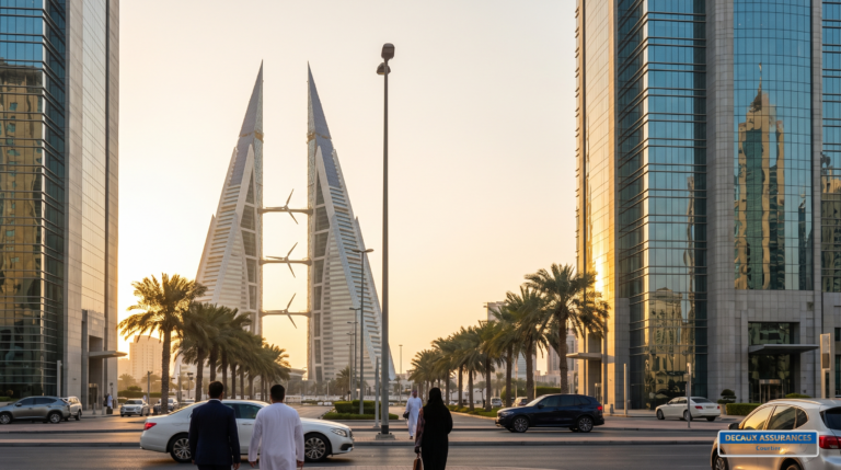 Quartier financier moderne de Manama, Bahreïn — Bahrain World Trade Center et tours