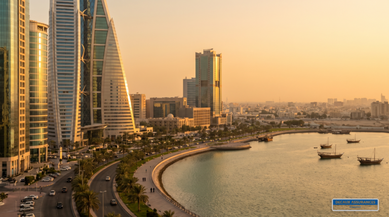 Panorama de Manama, Bahreïn — quartier financier et front de mer du Golfe