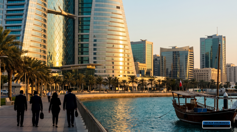 Skyline financier de Manama, Bahreïn — tours du quartier d'affaires au bord du Golfe