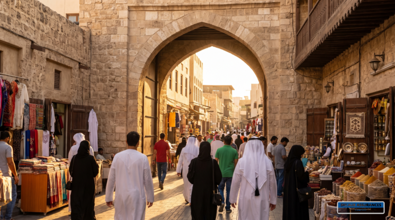 Bab Al Bahrain et souk traditionnel de Manama, Bahreïn — patrimoine du vieux centre