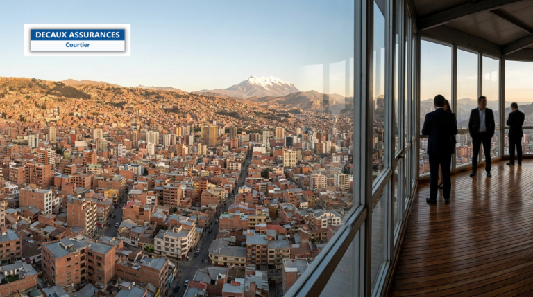Panorama de La Paz dans son canyon, Bolivie — l'Illimani enneigé au-dessus de la ville de haute altitude