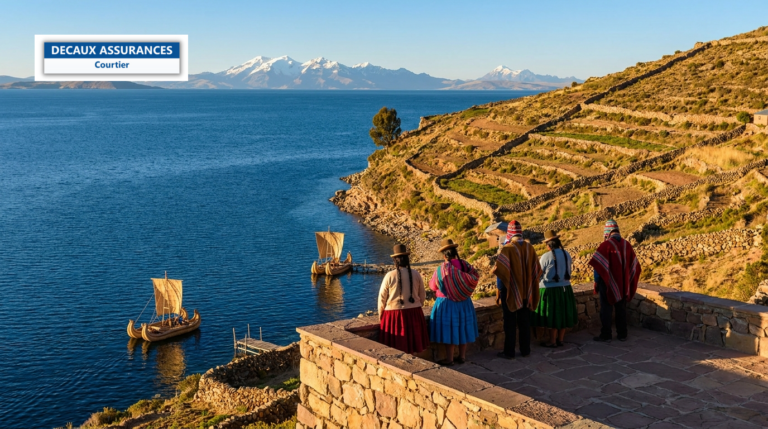 Lac Titicaca et Isla del Sol, Bolivie — eaux bleues et Cordillère Royale
