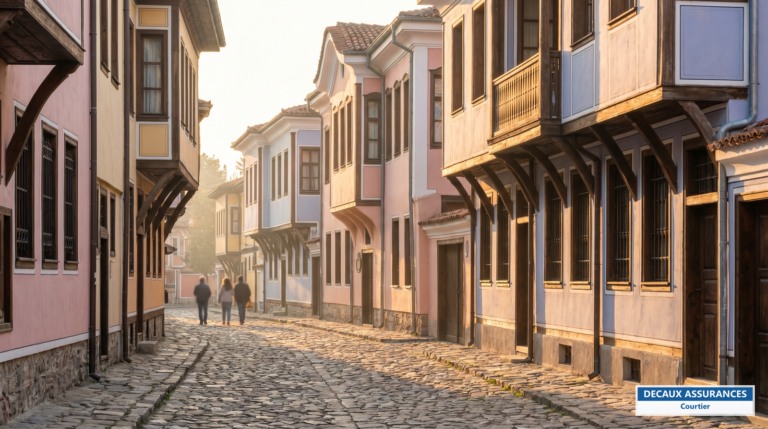 Vieille ville de Plovdiv, Bulgarie — maisons de la Renaissance bulgare et théâtre antique