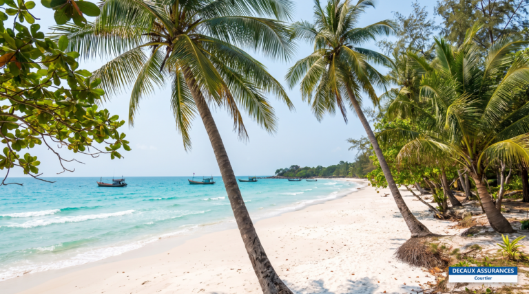 Île tropicale et plage de Koh Rong au large de Sihanoukville, Cambodge