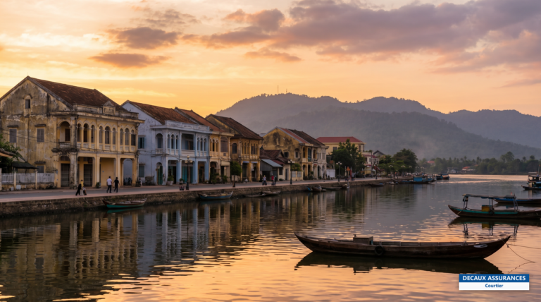 Front de rivière et vieille ville de Kampot, sud du Cambodge