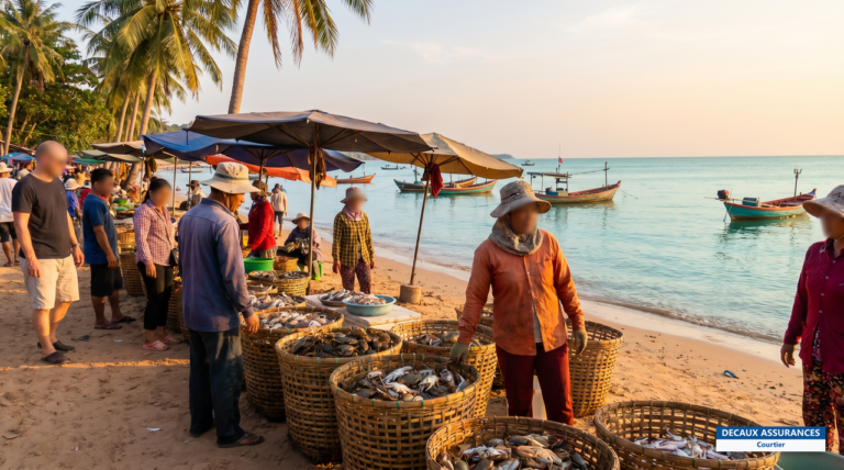 Marché aux crabes et bord de mer de Kep, Cambodge