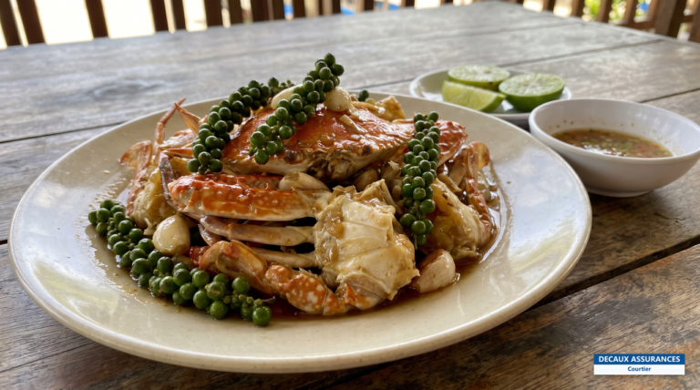 Crabe au poivre vert de Kampot, spécialité de Kep, Cambodge