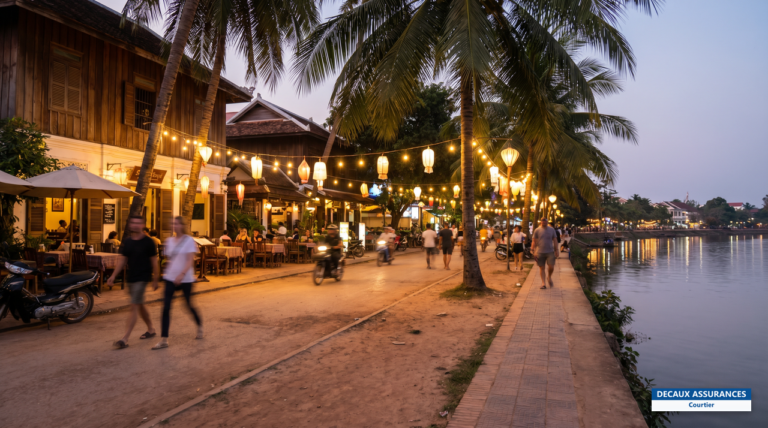Rue animée et bord de rivière de Siem Reap, Cambodge