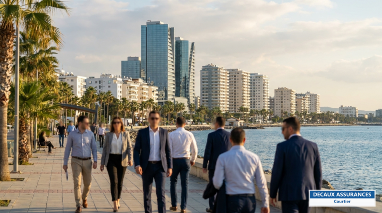 Limassol, Chypre — front de mer et skyline moderne, place d'affaires du sud