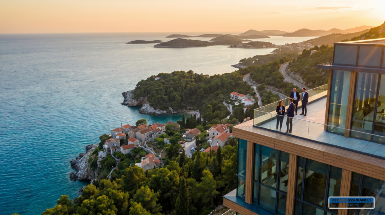Côte dalmate et îles de Croatie vues d'en haut — mer Adriatique turquoise