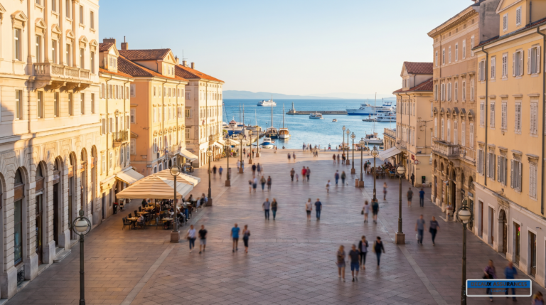 Rijeka, Croatie — promenade Korzo et port du Kvarner, nord-Adriatique