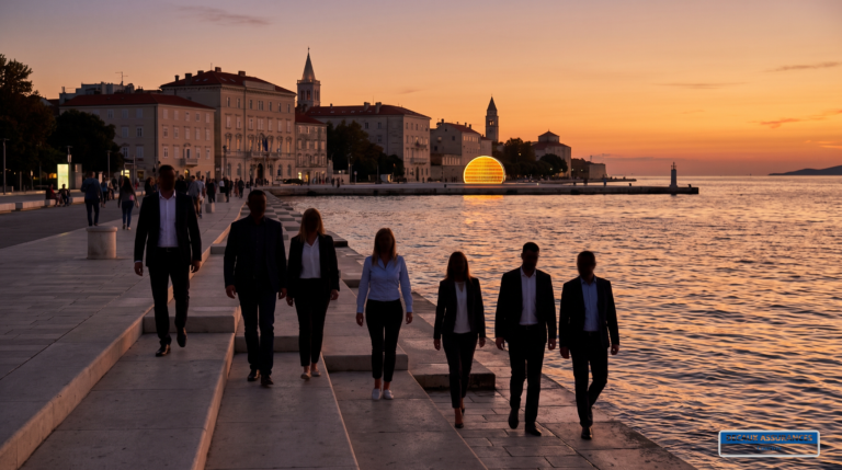 Zadar, Croatie — front de mer et vieille ville sur l'Adriatique, côte dalmate du nord