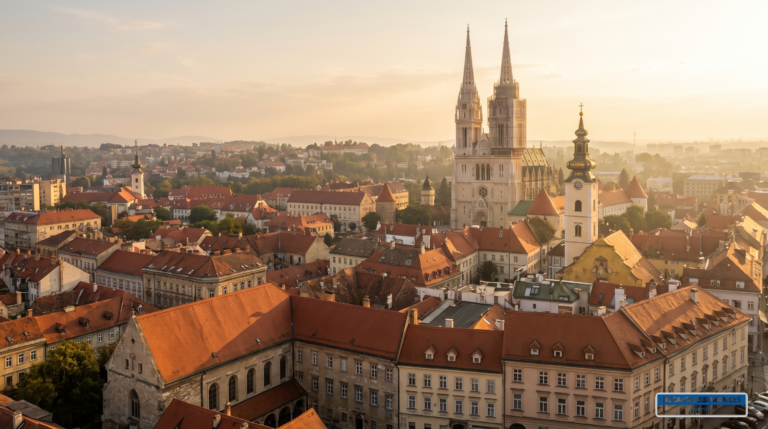 Zagreb, Croatie — cathédrale et ville haute, vivre dans la capitale