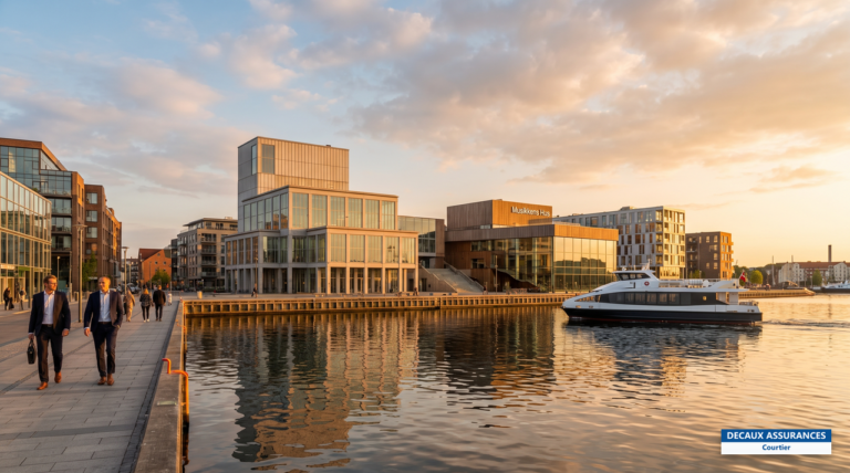 Front de mer et quartier moderne d'Aalborg, Jutland du Nord, Danemark