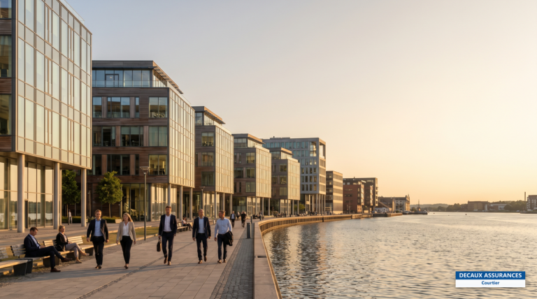 Front de mer moderne d'Aalborg sur le Limfjord, Jutland du Nord, Danemark