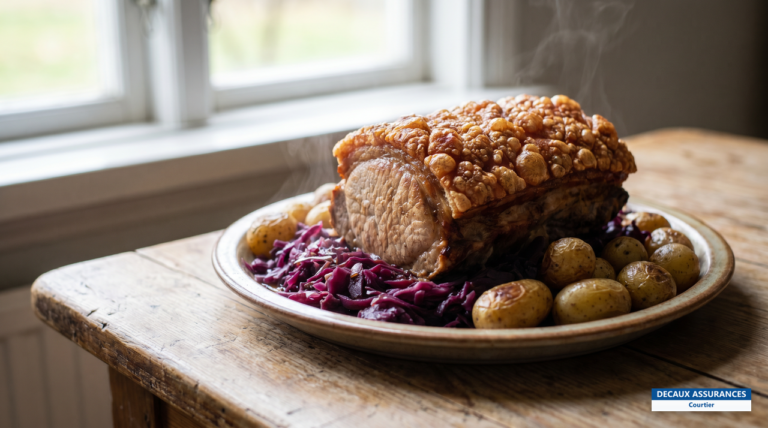 Flæskesteg, rôti de porc à la couenne croustillante, plat danois