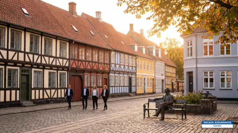 Maisons à colombages et vieille ville d'Odense, Fionie, Danemark