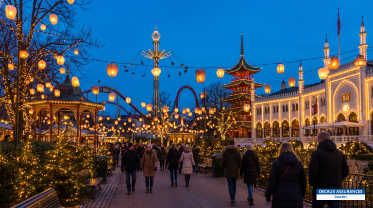 Jardins et manèges illuminés de Tivoli à Copenhague, Danemark