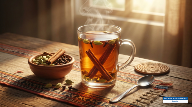 Thé épicé sucré à la cardamome servi dans un verre, Djibouti