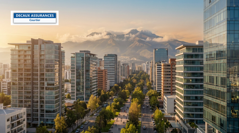 Quartier résidentiel et d'affaires du nord de Quito, Équateur — immeubles contemporains sous les Andes