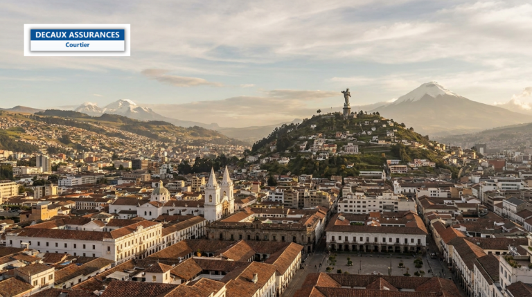 Panorama de Quito dans sa longue vallée andine d'altitude, Équateur — centre historique et colline du Panecillo