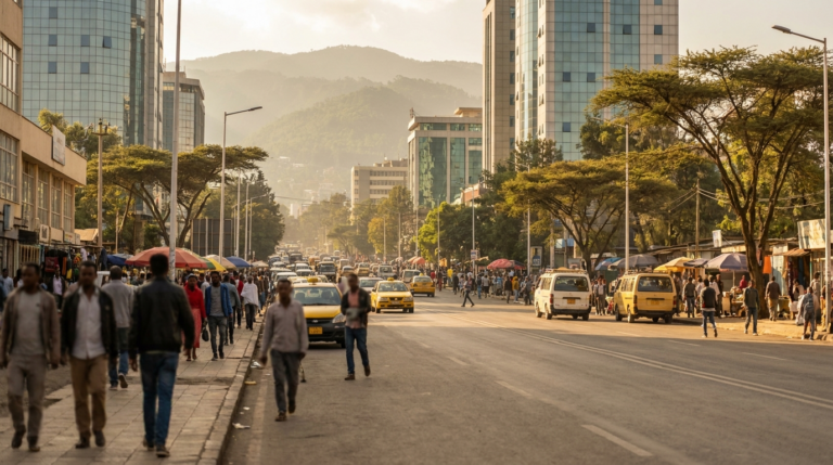Vue d'Addis-Abeba, capitale de l'Éthiopie sur les hauts plateaux — cœur de la communauté française et internationale