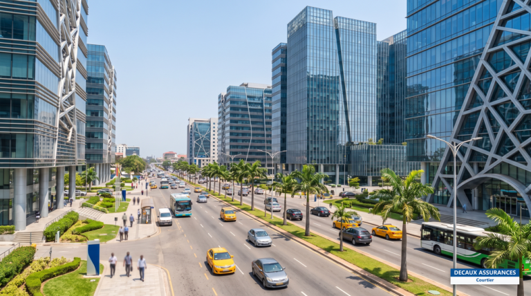 Quartier d'affaires d'Accra, Ghana — hub économique de l'Afrique de l'Ouest où se concentre la communauté française