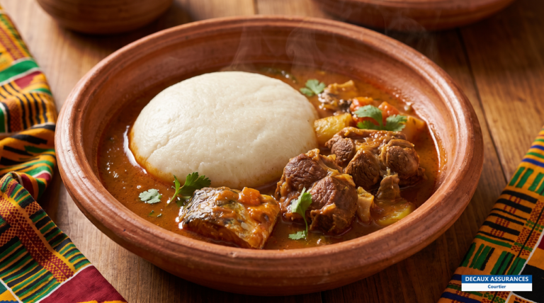 Fufu ghanéen accompagné de soupe légère, Ghana