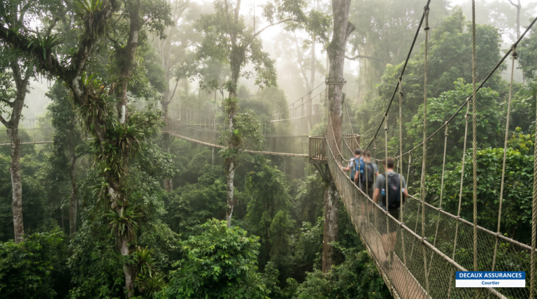 Passerelles suspendues dans la canopée du parc national de Kakum, Ghana