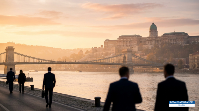 Pont des Chaînes sur le Danube à Budapest, Hongrie, avec le château de Buda en arrière-plan