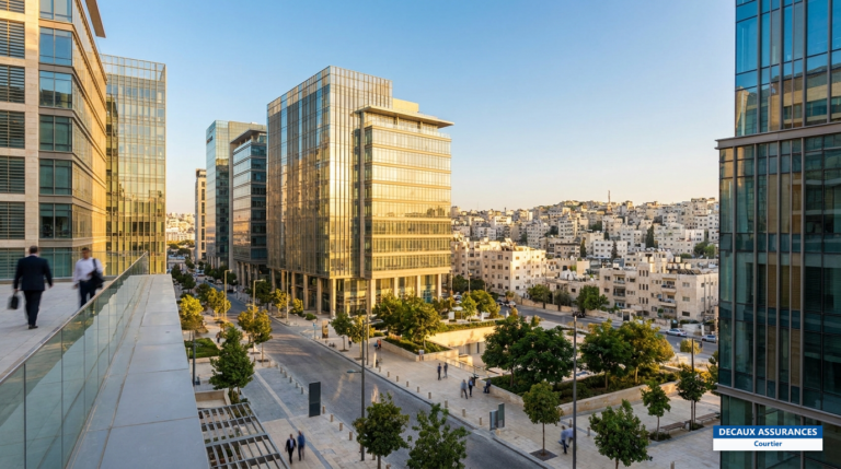 Quartier d'affaires moderne d'Abdali à Amman, Jordanie — tours contemporaines