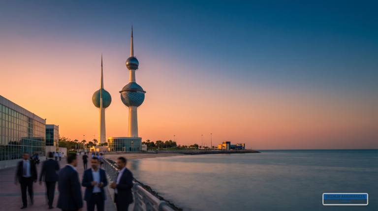 Les Kuwait Towers sur le golfe Persique à Koweït-City, Koweït — emblème de la capitale
