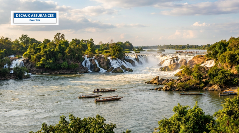 Les 4000 îles Si Phan Don et chutes de Khone Phapheng sur le Mékong, sud du Laos — large fleuve et îles verdoyantes