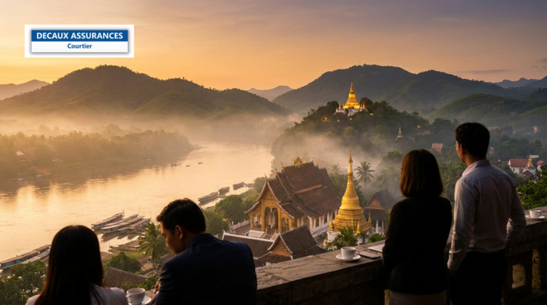 Temples et collines de Luang Prabang à l'aube, Laos — mont Phousi et toits dorés au-dessus du Mékong (UNESCO)