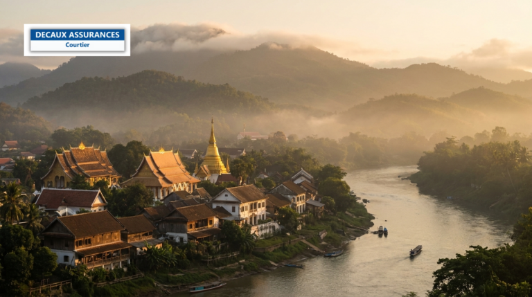 Temples et vieille ville de Luang Prabang sur le Mékong, Laos — toits dorés et montagnes brumeuses (UNESCO)