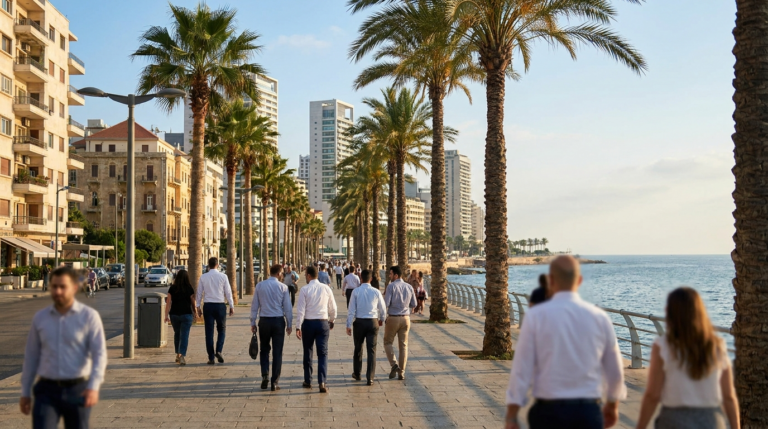 Corniche de Beyrouth en bord de Méditerranée, Liban — promenade des expatriés français